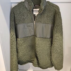 Mens medium army green vintage weatherproof 1/4 zip pullover